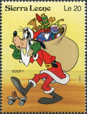 Сьерра-Леоне. 1992. Гуфи разносит подарки (Почтовая марка. MNH OG)