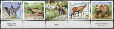 Сербия. 2019. Охраняемые виды животных. T5 (Сцепка. MNH OG)