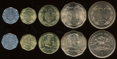 Чили. Набор №2 (5 монет) 1993-2005