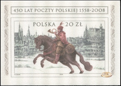 Польша. 2008. 450 лет Почте Польши (Блок. MNH OG)