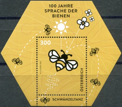 Австрия. 2023. 100-летие Пчелиного языка (Почтовый блок. MNH OG)