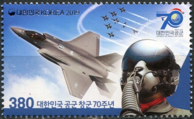 Южная Корея. 2019. 70-летие ВВС Южной Кореи (Почтовая марка. MNH OG)