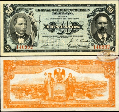 Мексика. 50 центаво / Serie D (aUnc+) 1915