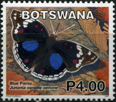 Ботсвана. 2007. Бабочки: Тёмно-синий Панси (Junonia oenone oenone) (Почтовая марка. MNH OG)