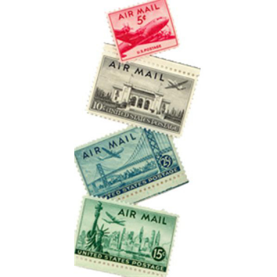 США. Набор марок авиапочты. 1947 (4 шт., Негашенные)