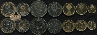 Португалия. Набор №8 (XF-aUnc. 7 монет. 2 биметалла) 1986-2001