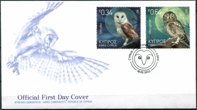 Кипр. 2022. Совы Кипра (Конверт Первого Дня. Mint)
