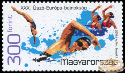 Венгрия. 2010. XXX Чемпионат Европы по водным видам спорта (Почтовая марка. MNH OG)