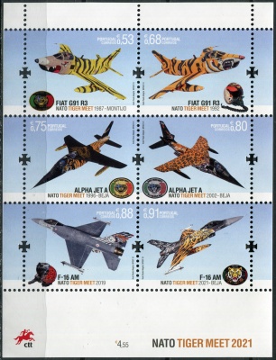 Португалия. 2021. Военно-воздушные учения НАТО Tiger Meet, Португалия, 2021 (Почтовый блок. MNH OG)