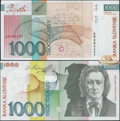 Словения. 1000 толариев (Unc) 2003