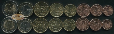 Испания. Набор евро (8 монет. 2 биметалла) 2012