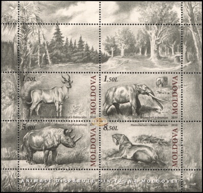 Молдова. 2010. Доисторические животные Молдовы (Малый лист. MNH OG)