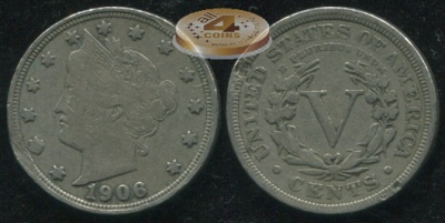 США. 5 центов [Никель]. 1906 (VF)
