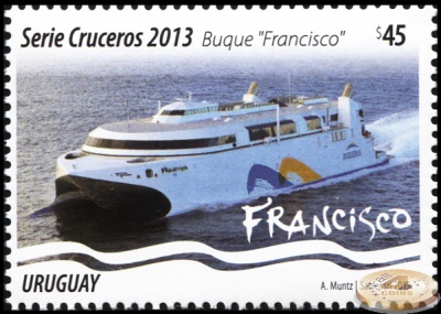 Уругвай. 2013. Круизный лайнер Francisco (Почтовая марка. MNH OG)