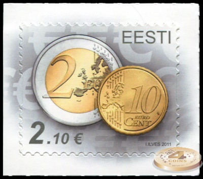 Эстония. 2011. Евро монеты (Почтовая марка. MNH OG)