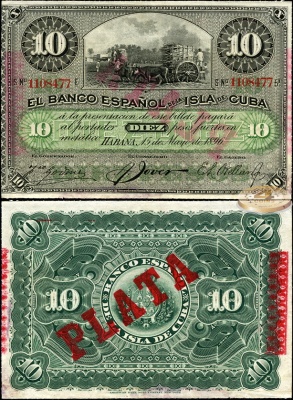 Куба. 10 песет (XF) 1896