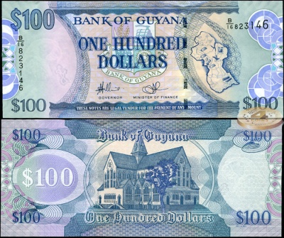 Гайана. 100 долларов (Unc) 2009