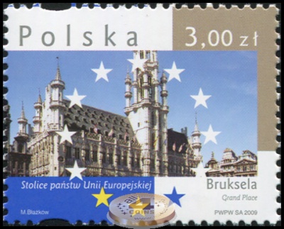 Польша. 2009. Брюссель. Гран-плас (Почтовая марка. MNH OG)