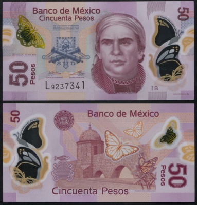 Мексика. 50 песо (Unc. Пластик) 2012