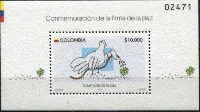 Колумбия. 2016. Голубь мира (Блок. MNH OG)