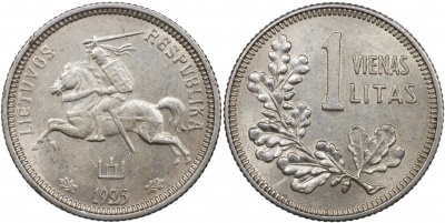 Литва. Монета 1 лит. 1925 (KM#76. XF+/aUnc. Серебро)