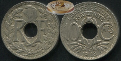 Франция. 10 сантимов. 1918 (XF)