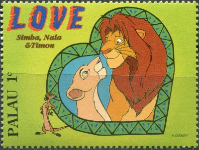 Палау. 1996. Симба, Нала и Тимон (Король Лев) (Почтовая марка. MNH OG)