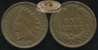 США. 1 цент. 1908 (aXF)