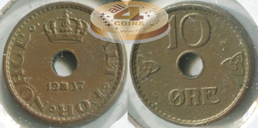 Норвегия. 10 эре. 1937 (XF)