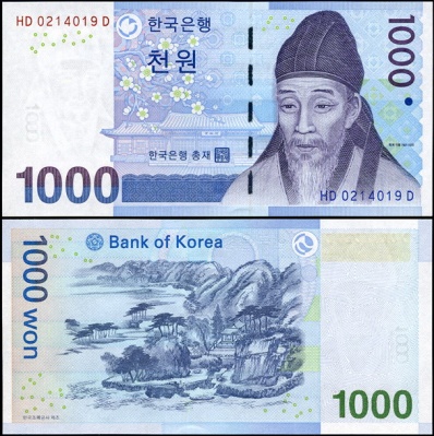 Южная Корея. 1000 вон (Unc) 2007