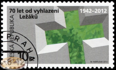 Чехия. 2012. 70 лет резне в Лежаки (Почтовая марка. CTO Гашеная)