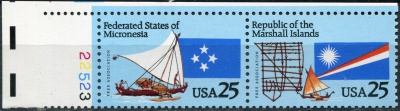 США. 1990. Совместный выпуск с Микронезией и Маршалловыми островами (Сцепка. MNH OG)