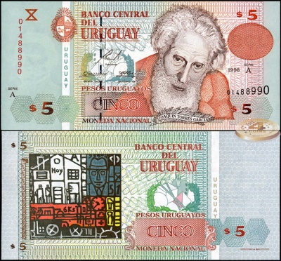 Уругвай. 5 песо (Unc) 1998