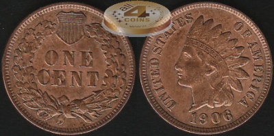 США. 1 цент. 1906 (Unc)