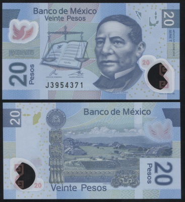 Мексика. 20 песо (Unc. Пластик) 2012
