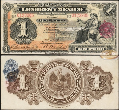 Мексика. 1 песо (XF+) 1914