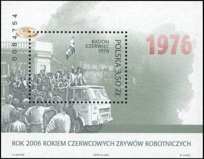 Польша. 2006. 30 лет июньскому восстанию рабочих в Радоме (Блок. MNH OG)