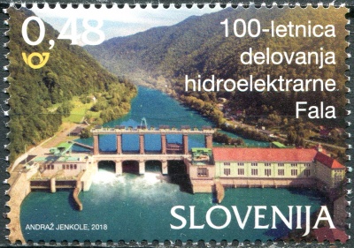 Словения. 2018. 100-летие гидроэлектростанции Фала (Почтовая марка. MNH OG)