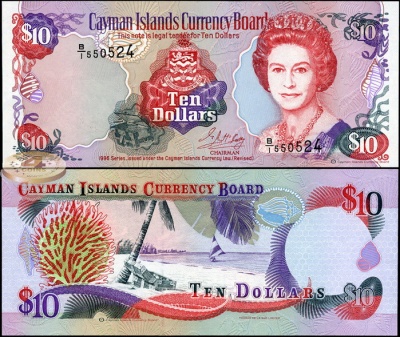 Каймановы о-ва. 10 долларов (Unc) 1996