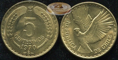 Чили. Монета 5 центезимо. 1970 (KM#190. Unc)