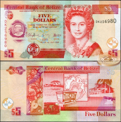 Белиз. 5 долларов (Unc) 2009