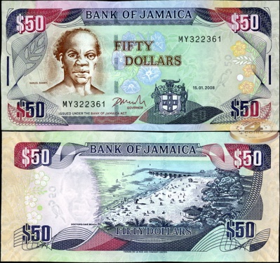 Ямайка. 50 долларов (Unc) 2008