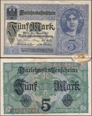 Германия (Кайзеррейх). 5 марок (Unc) 1917