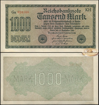 Германия (Веймарская респ.). 1000 марок (Unc) 1922