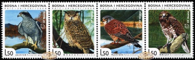 Босния и Герцеговина. 2008. Хищные птицы национального парка Hutovo Blato (Сцепка. MNH OG)