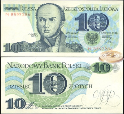 Польша. 10 злотых (Unc) 1982