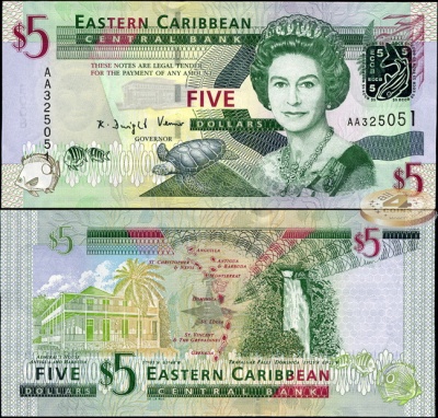 Восточные Карибы. 5 долларов (Unc) 2008