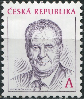 Чехия. 2013. Милош Земан [1944-] президент Чехии (Почтовая марка. MNH OG)