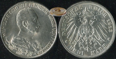 Германия (Пруссия). 3 марки. 1913.A (aUnc++. Серебро)