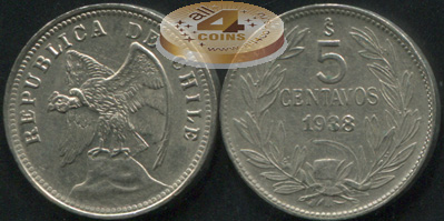 Чили. 5 центаво. 1938 (aUnc)